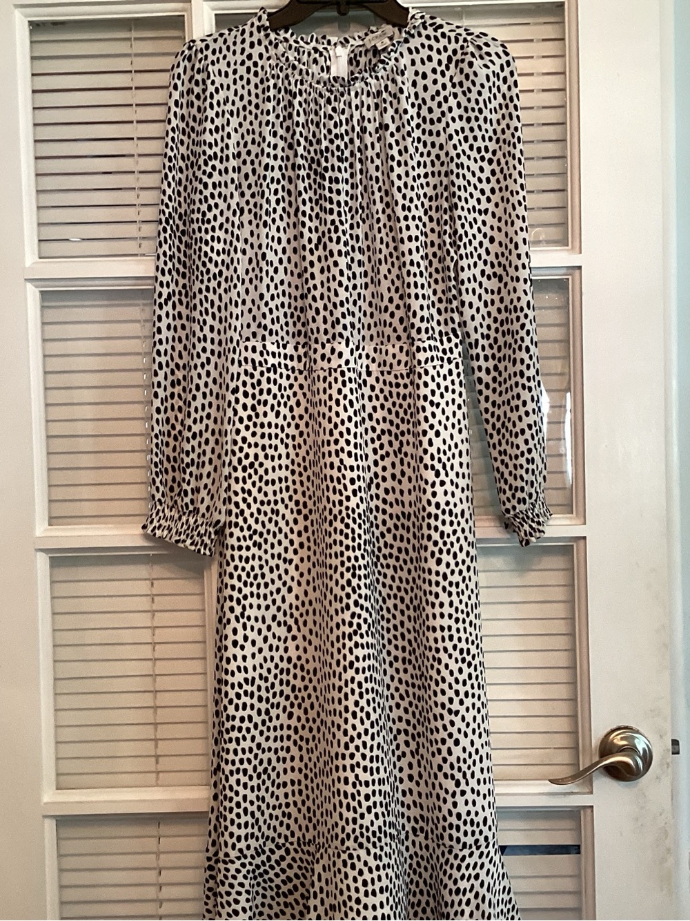 J. Crew Black and White Printed Midi Dress